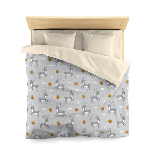 Deer Duvet Cover, Grey Christmas Winter Microfiber Full Queen Twin Unique Bed Modern Home Bedding Bedroom Decor Starcove Fashion