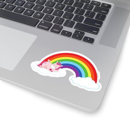 Rainbow Pink Unicorn Clouds Decal, Colorful Cute Laptop Decal Vinyl Cute Waterbottle Tumbler Car Bumper Aesthetic Label Wall Mural Starcove Fashion