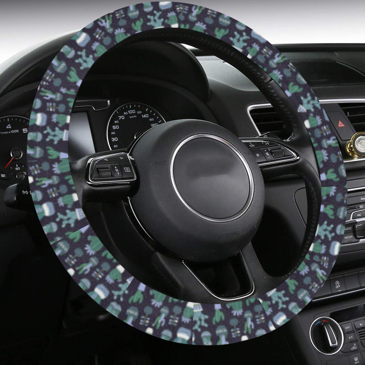 Cactus Steering Wheel Cover with Anti-Slip Insert, Green Succulent Plant Car Auto Wrap Protector Accessories Starcove Fashion