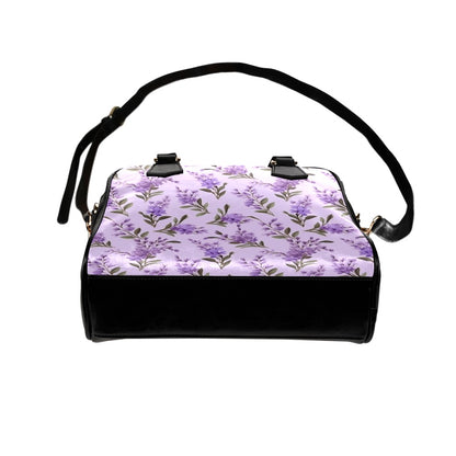 Lavender Floral Purse, Flowers Purple Pattern Cute Small Shoulder Zip Bag Vegan Leather Women Designer Handbag Crossbody Ladies