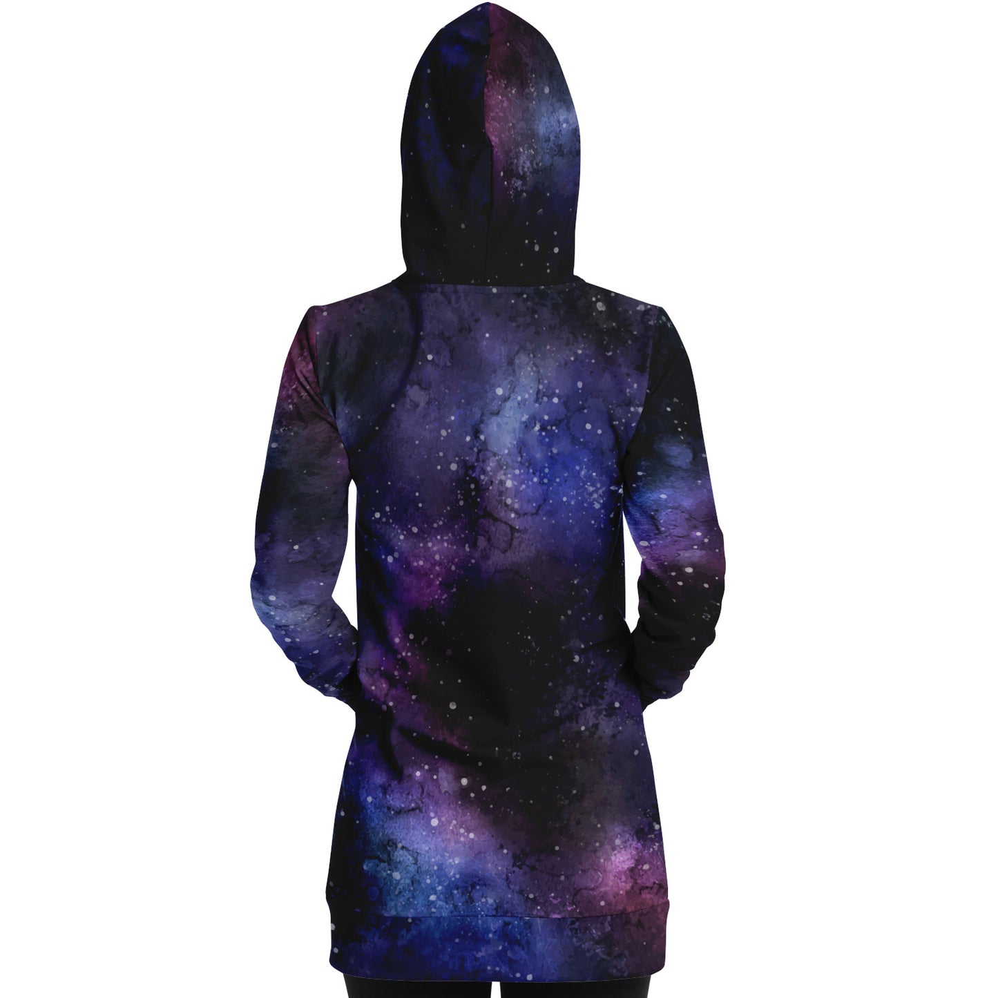 Galaxy Space Hoodie Dress, Universe Women Long Sleeve Sexy Winter Cotton Hooded Sweatshirt Dress with Pockets Starcove Fashion