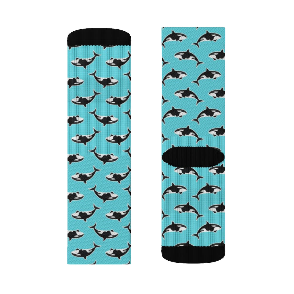 Orca Killer Whale Socks, Blue Sublimation 3D Men Women Crew Cool, Cute Crazy Fun Funny socks Starcove Fashion