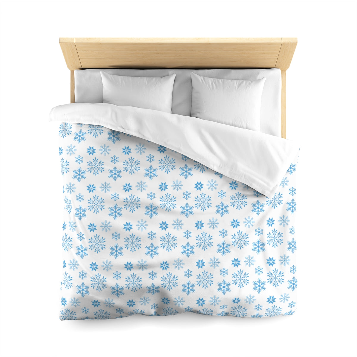 Snowflake Duvet Cover, Blue Winter Christmas Bedding Queen King Full Twin XL Microfiber Unique Designer Bed Quilt Bedroom Decor Starcove Fashion