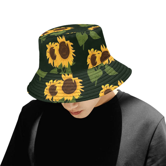Sunflowers Bucket Hat, Floral Yellow Flowers Vintage Summer Festival Cute Women Men Designer Beach Sun Shade Y2K Twill Floppy Hat Starcove Fashion