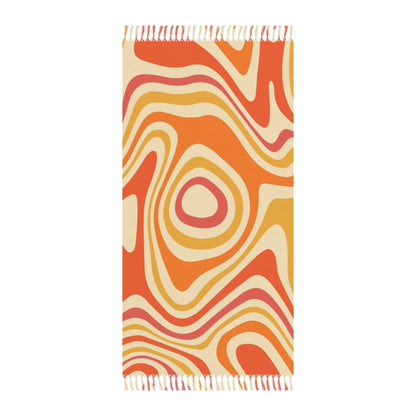 Groovy Boho Beach Towel with Tassels, Retro Funky Orange Woven Cloth Cover Up Large Pool Festival Outdoor Blanket Decor Starcove Fashion