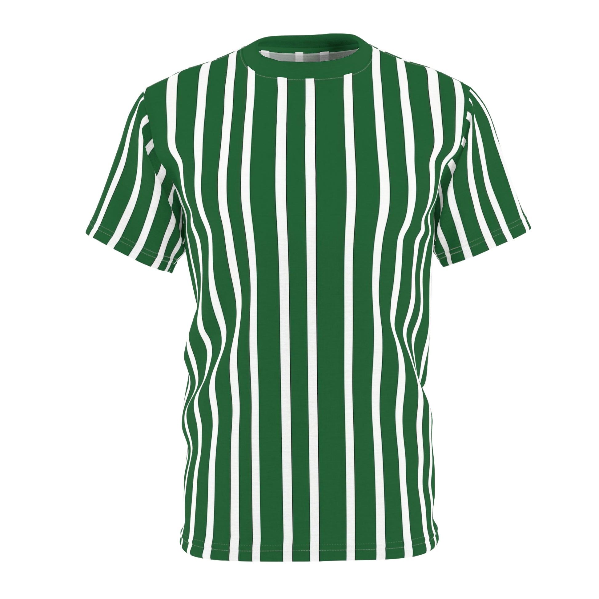Green White Striped Tshirt, Vertical Stripe Designer Graphic Aesthetic Fashion Crewneck Men Women Tee Top Short Sleeve Shirt Starcove Fashion