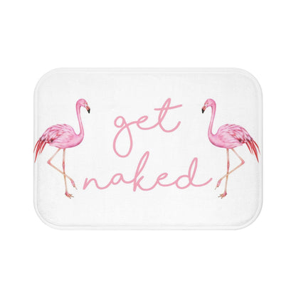 Get Naked Bath Mat, Pink Flamingo White Memory Foam Mat Funny Microfiber Bathroom Small Large Shower Floor Non Slip Washable Rug Starcove Fashion