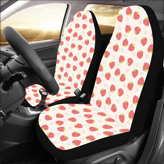 Strawberry Car Seat Covers for Vehicle 2 pc, Pink Red Cute Summer Fruit Kawaii Front Seat SUV Vans Gift for Her Truck Protector Accessory