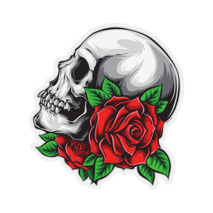 Skull Roses Sticker, Red Gothic Skeleton Tattoo Laptop Decal Vinyl Cute Waterbottle Tumbler Car Waterproof Bumper Aesthetic Die Cut Starcove Fashion
