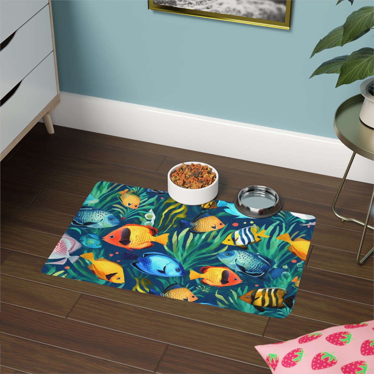 Cat Food Mat, Fish Cute Bowl Dish New Pet Feeding Water Eating Portable Placemat Waterproof Lover Gift Starcove Fashion