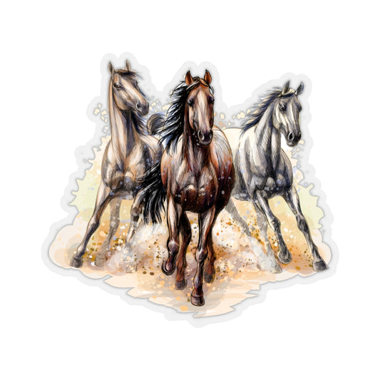 Three horses Sticker, Gallop Running Watercolor Cute Decal Label Phone Macbook Small Large Cool Art Computer Hydro Flask Starcove Fashion