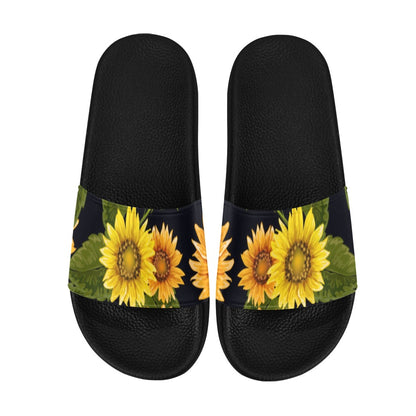 Sunflower Women Slide Sandals, Yellow Flower Floral Shoes Flat Wedge Slides Flip Flops Slip On Vegan Slipper Ladies Starcove Fashion