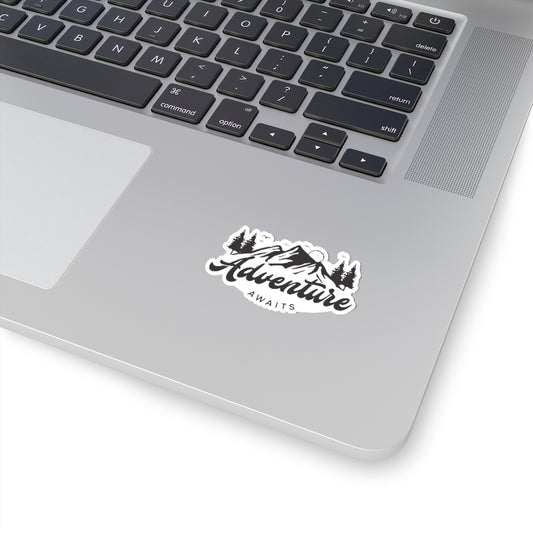 Adventure Mountain Sticker, Nature Awaits Hiking Laptop Decal Vinyl Cute Waterbottle Tumbler Car Bumper Aesthetic Die Cut Wall Mural Starcove Fashion