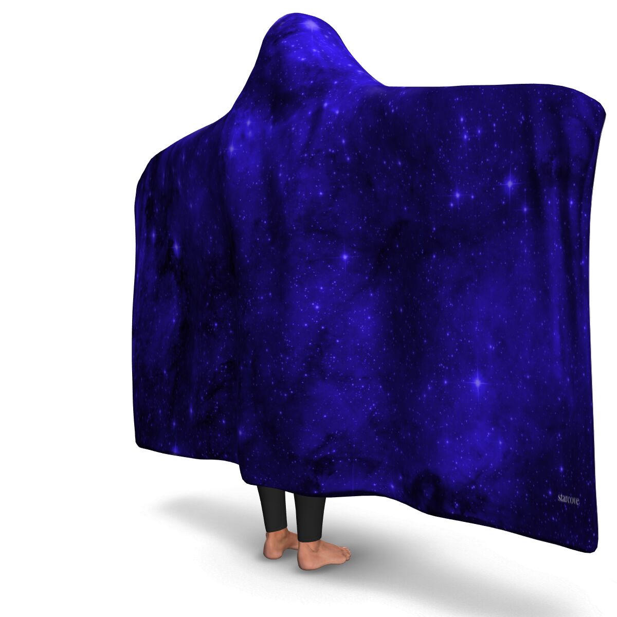 Galaxy Hooded Blanket Adult Kids Outer Space Stars Constellation Cosmic Blue Sherpa Hood Soft Micro Fleece Wearable Cloak Winter Men Women Starcove Fashion