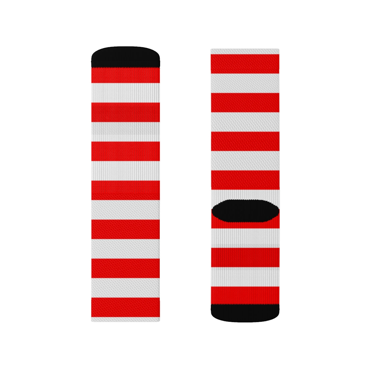 Red and White Striped Socks, Crew 3D Sublimation Women Men Designer Fun Novelty Cool Funky Casual Cute Unique Gift Starcove Fashion