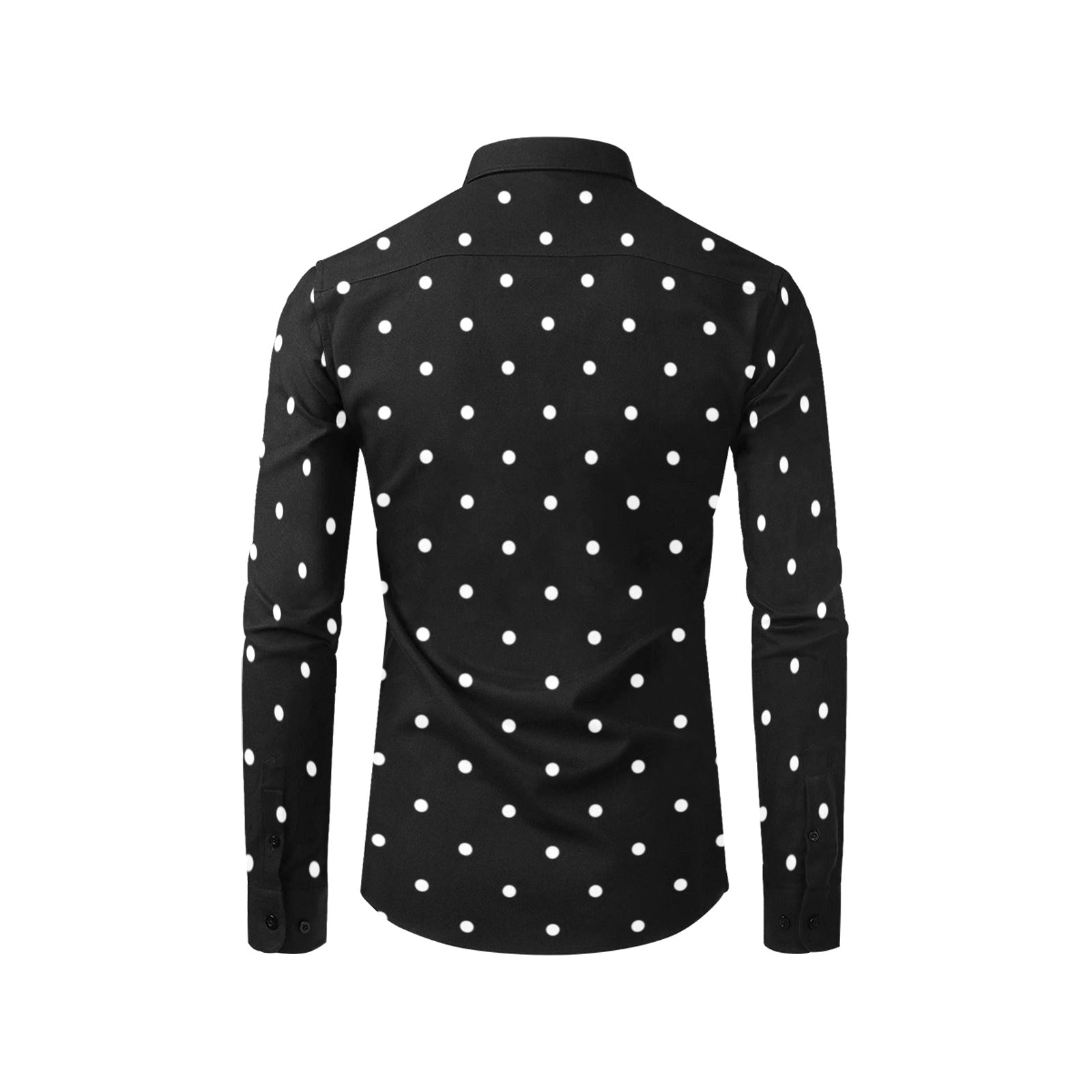 mens black and white polka dot dress shirt Unique Bargains Men's Long Sleeve Button Slim Polka Dots Shirt 46 White and Black