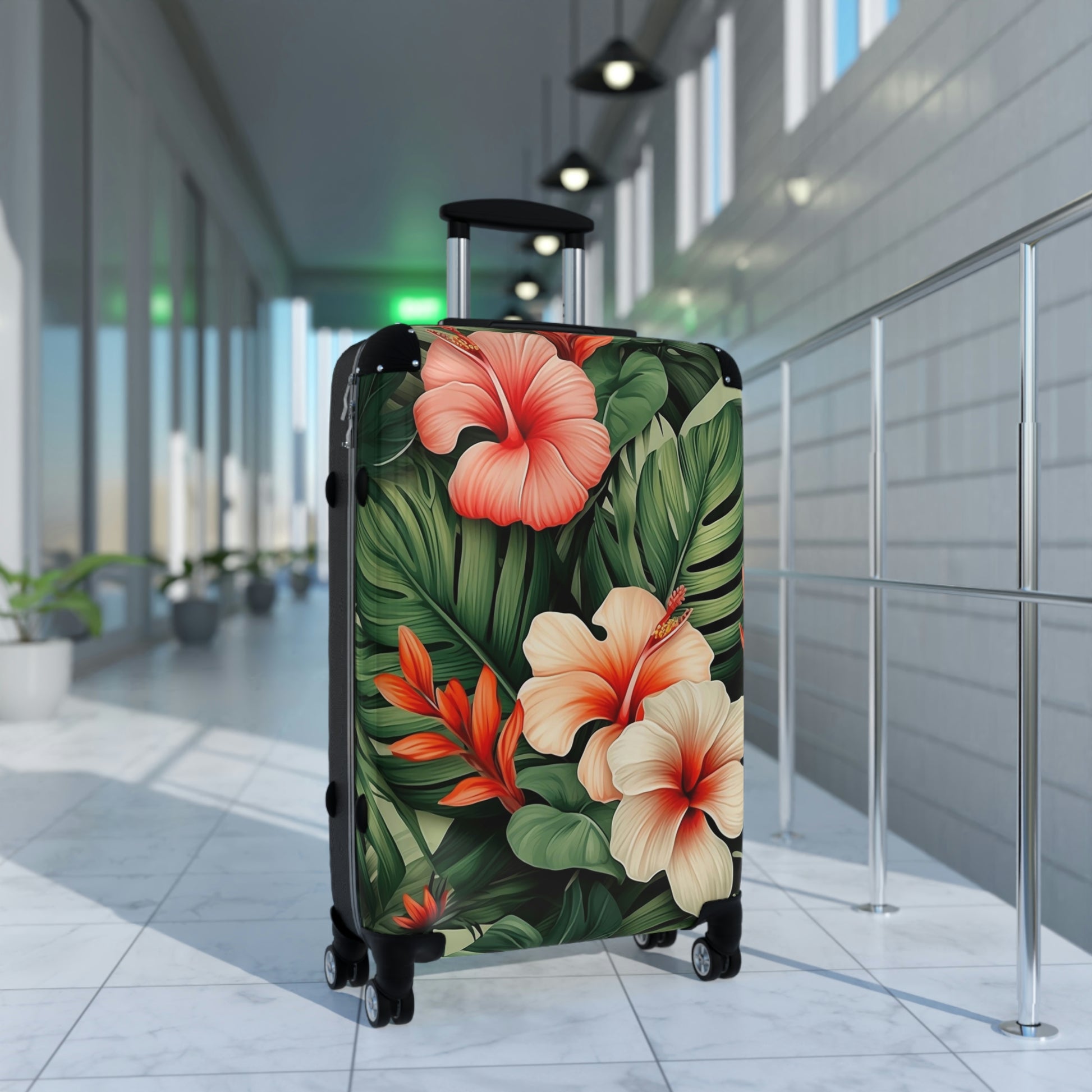 Tropical Suitcase Luggage, Flowers Floral Carry On With 4 Wheels Cabin Travel Small Large Set Rolling Spinner Designer Hard Shell Case Starcove Fashion