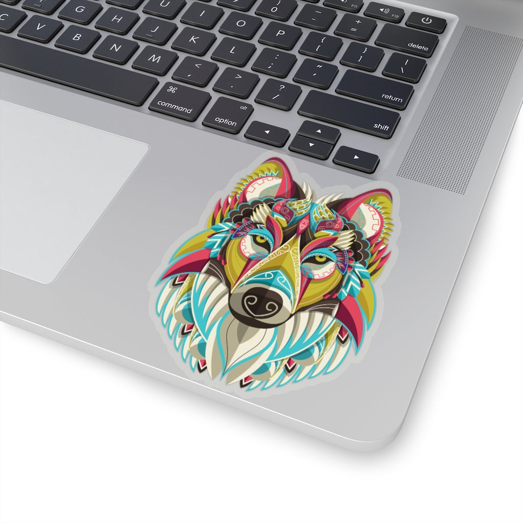 Wolf Head Sticker, Ornate Tribal Lone Animal Laptop Decal Vinyl Cute Waterbottle Tumbler Car Waterproof Bumper Aesthetic Die Cut Wall Mural Starcove Fashion