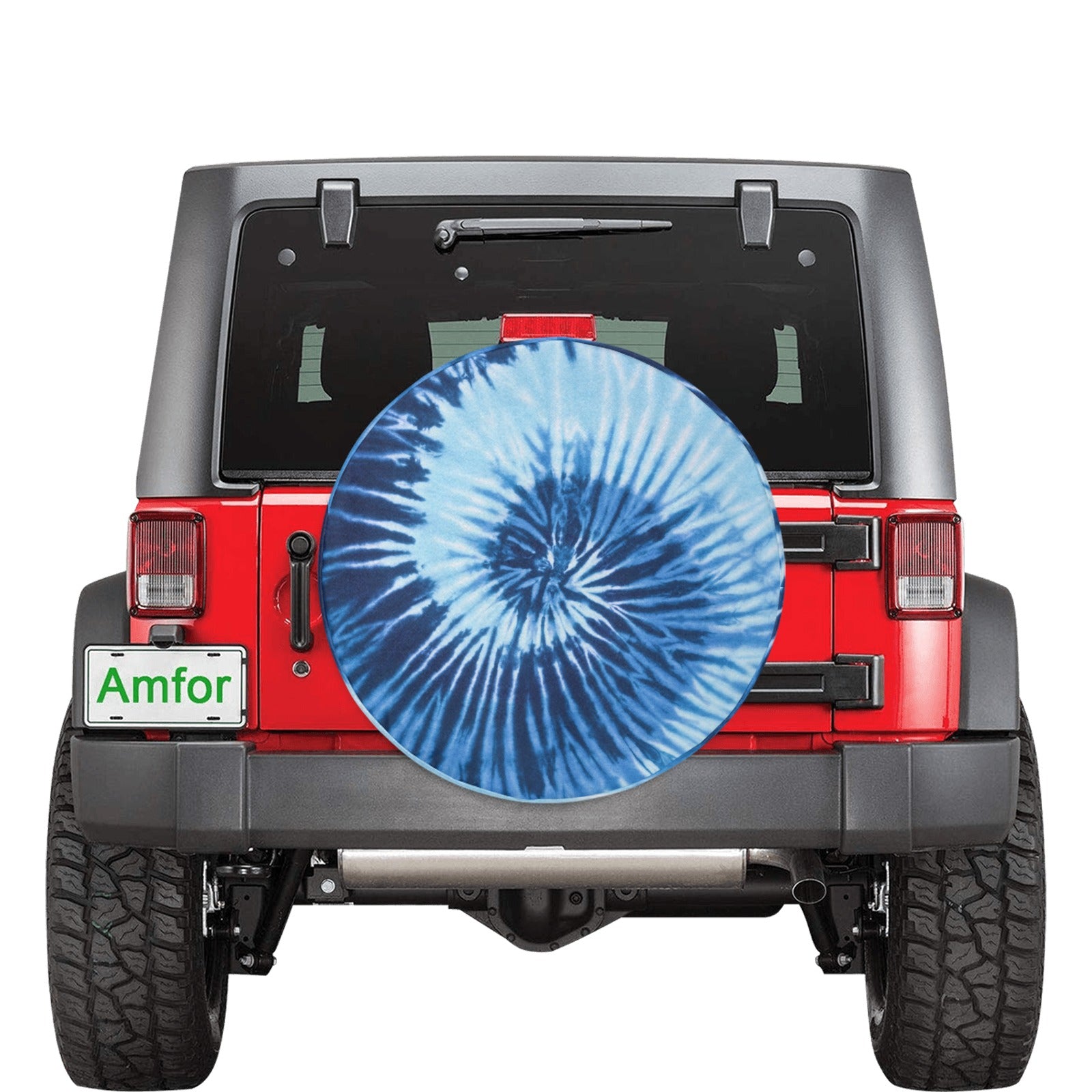 Tie Dye Spare Tire Cover With Backup Camera Hole, Blue Unique Back Wheel Tire Cover for Car Men Women RV Trailer Campers Starcove Fashion