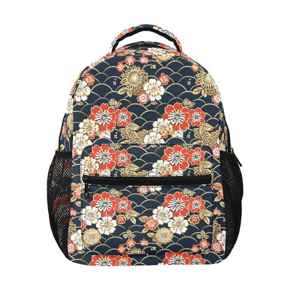 Japanese Backpack, Asian Floral flowers Men Women Kids Gift School College Cool Waterproof Side Pockets Laptop Designer Aesthetic Bag