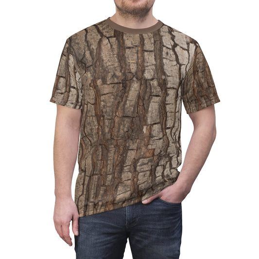 Real Tree  Bark Print Shirt, Nature Forrest Hunting Wood Trunk Camo Camouflage Forest Costumes Halloween Cosplay Men Women Adult Tee Starcove Fashion