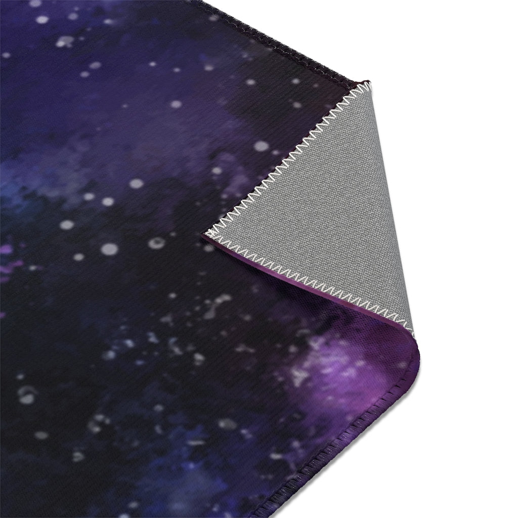 Galaxy Space Area Rug Carpet, Stars Universe Blue Dark Purple Home Floor Decor Boho Chic Kids Room Interior Design Washable Accent Patio Rug Starcove Fashion