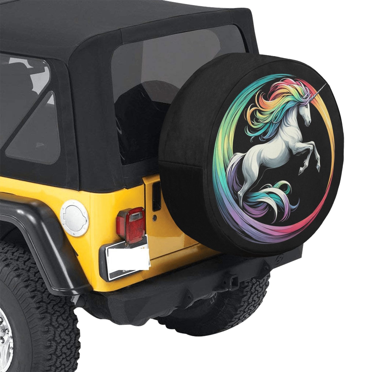 Unicorn Spare Tire Cover, Rainbow Cool Backup Camera Hole Rear Spare Extra Wheel Unique RV Back Cars RV Men Women Trailer Campers