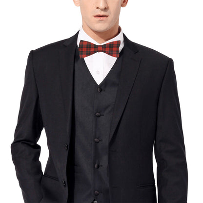 Red Buffalo Plaid Dye Bow Tie, Checkered Classic Chic Adjustable Pre Tied Bowtie Gift for Him Men Tuxedo Groomsmen Necktie Wedding