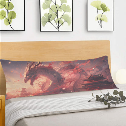 Japanese Dragon Body Pillow Case, Anime Kawaii Long Large Full Bed Accent Print Throw Decor Decorative Cover 20x54 Satin Zipper Starcove Fashion