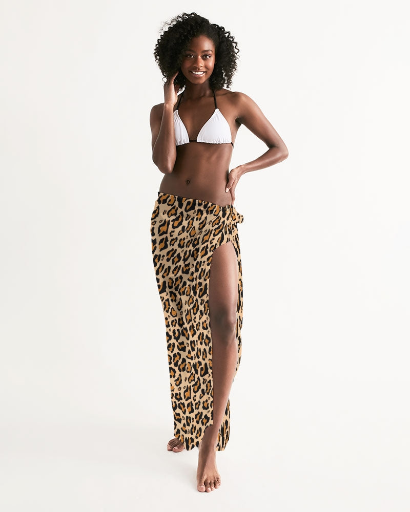 Leopard Print Swimsuit Cover Up Women, Animal Cheetah Wrap Front Sarong  Bikini Bathing Suit Beach Sexy Long Flowy Skirt Dress Coverup