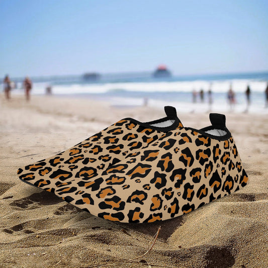 Leopard Water Shoes, Animal Print Aqua Quick Dry Waterproof Swim Pool Slippers Yoga Beach Summer Slip On River Boat Men Women Kids Starcove Fashion