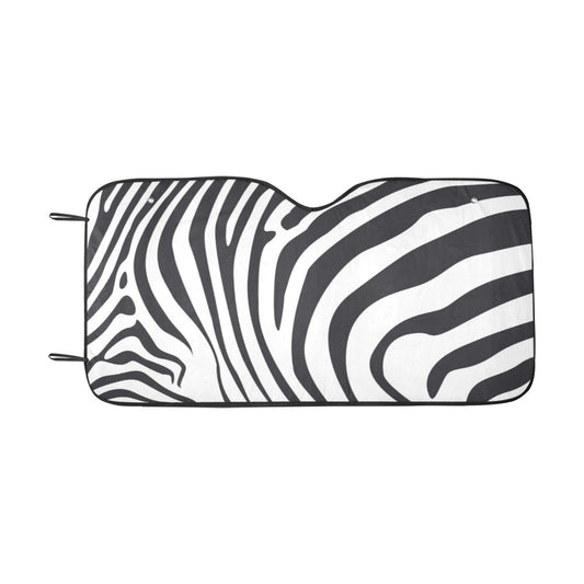 Zebra Windshield Sun Shade, Striped Animal Print Black White Art Car Accessories Auto Protector Window Visor Screen Cover Decor 55" x 29.53"