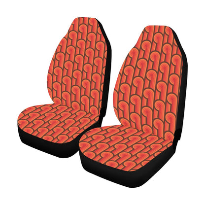 Groovy Car Seat Covers for Vehicle 2 pc, Vintage Retro Geometric 70s Brown Cute Front Car SUV Vans Gift Her Women Truck Protector Accessory