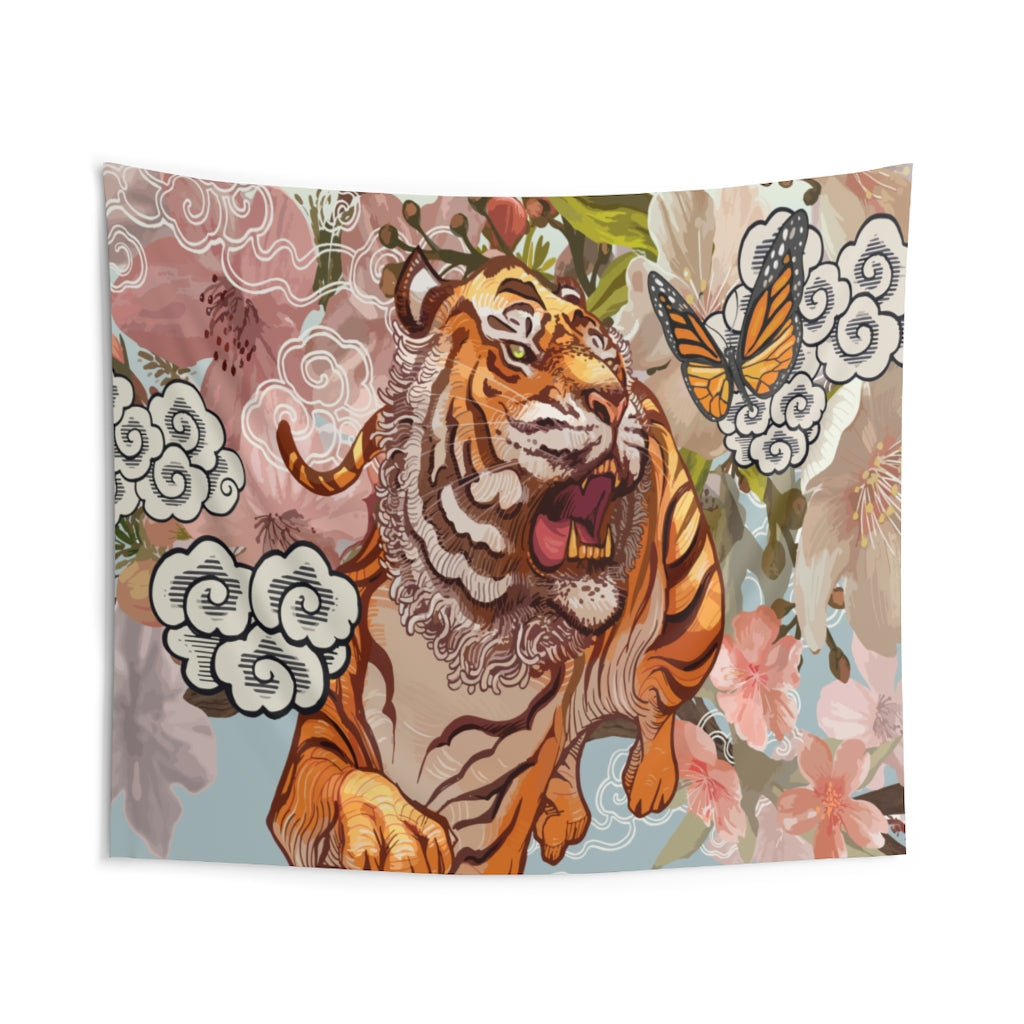 Roaring Tiger Butterfly Art Tapestry, Japanese Landscape Indoor Wall Art Hanging Tapestries Large Small Decor Home Dorm Room Gift Starcove Fashion