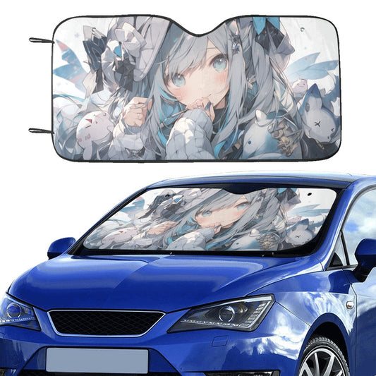 Anime Girl Car Sun Shade, Kawaii Sun Universal Windshield Car Accessories Auto Protector Window Visor Screen Decor Blocker