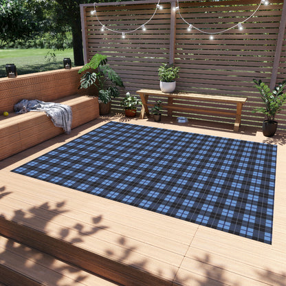 Blue Plaid Outdoor Area Rug, Check Waterproof Carpet Home Floor Decor Large 2x3 4x6 3x5 5x7 9x10 Patio Small Large Camping Mat Starcove Fashion
