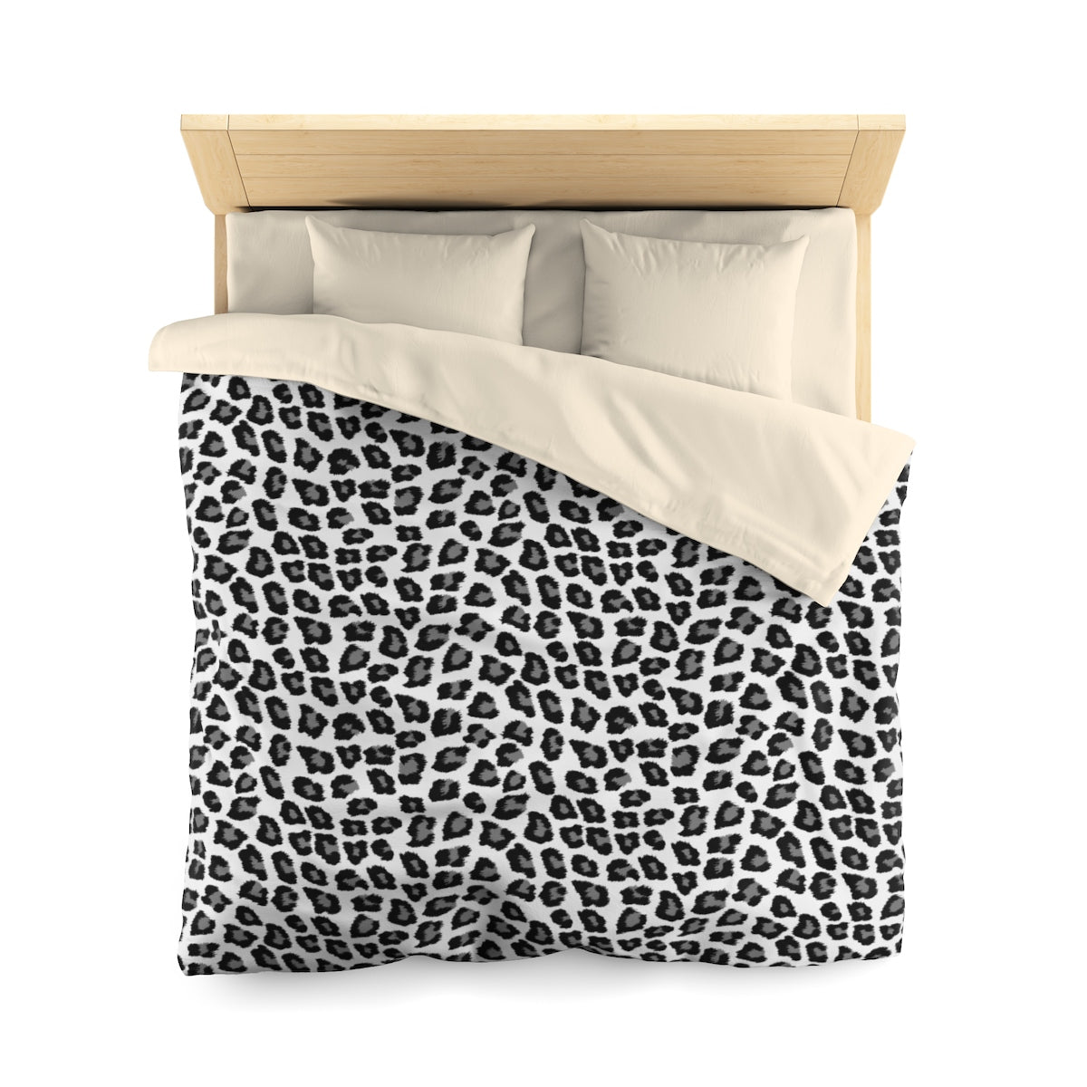Snow Leopard Duvet Cover, Animal Print black White Microfiber Full Queen Twin Unique Vibrant Bed Cover Home Bedding Starcove Fashion