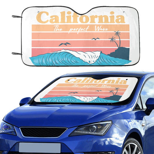 California Wave Windshield Sun Shade, Surfing Ocean Sea Car Accessories Auto Protector Window Visor Screen Decor 55" x 29.53"
