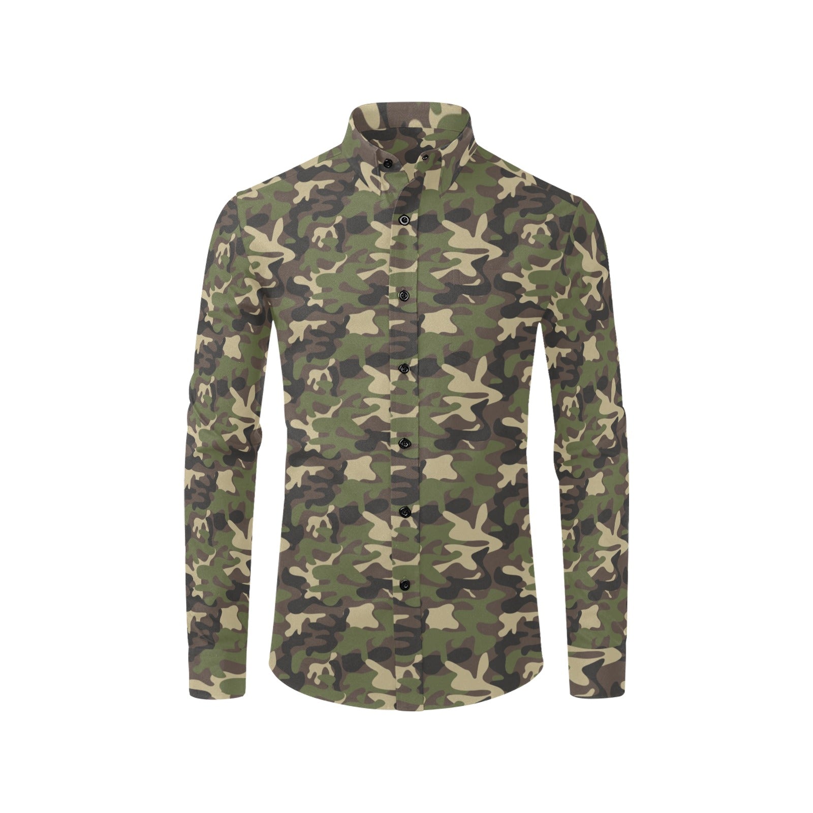 camouflage button down dress shirt Camouflage Long Sleeve Men Button Up Shirt, Green Camo Tactical Woodland Outdoor Print Casual Dress Buttoned Collar Chest Pocket Lightweight 2XL