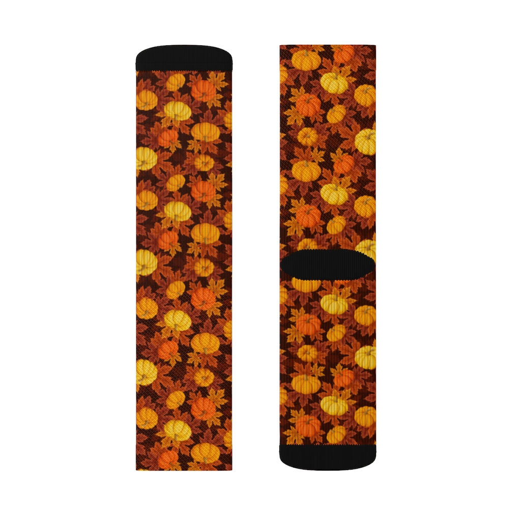 Thanksgiving Socks, Fall autumn Maple Leaves Pumpkins 3D Sublimation Women Men Fun Novelty Cool Funky Crazy Casual Cute Crew Unique Gift Starcove Fashion