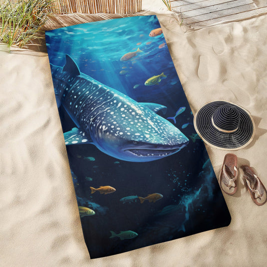 Whale Shark Oversized Beach Towel, Ocean Sea Fish Pool Microfiber Extra Large Swim Quick Dry Surf Designer Men Women XL Cotton