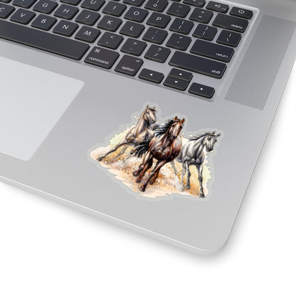 Three horses Sticker, Gallop Running Watercolor Cute Decal Label Phone Macbook Small Large Cool Art Computer Hydro Flask Starcove Fashion