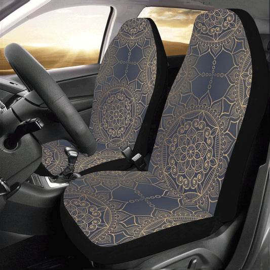 Blue Mandala Boho Car Seat Covers 2 pc, Tribal Indian Pattern Bohemian Oriental Art Front Seat Covers, Car SUV Protector Accessory Decor Starcove Fashion