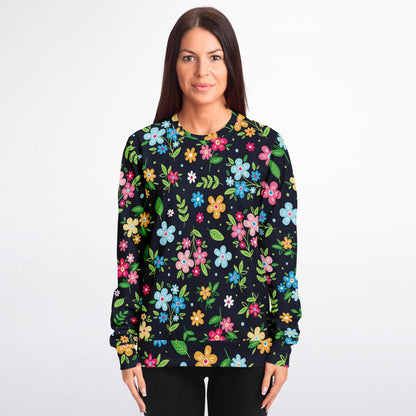 Floral Sweatshirt, Flowers Vintage Graphic Crewneck Fleece Cotton Sweater Jumper Pullover Men Women Adult Aesthetic Top