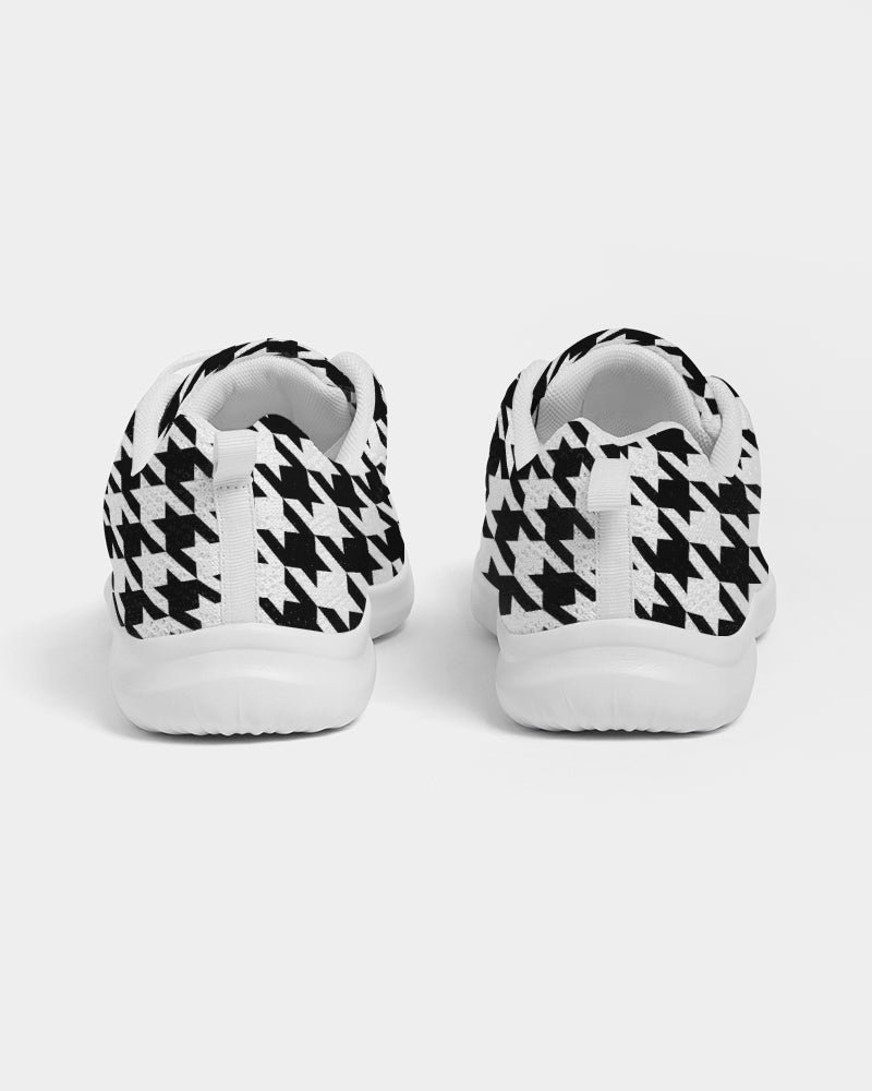 Houndstooth Black White Sneakers, Lace Up Athletic Shoe Sports Mesh Festival Party Breathable Custom Canvas Women Men Shoes