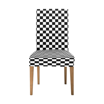 Checkered Dining Chair Seat Covers, Black White Check Checkerboard Stretch Slipcover Furniture Dining Room Home Decor Starcove Fashion