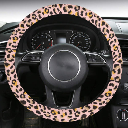 Pink Leopard Steering Wheel Cover with Anti-Slip Insert, Cute Cheetah Animal Print Car Auto Wrap Protector Women Accessories Starcove Fashion