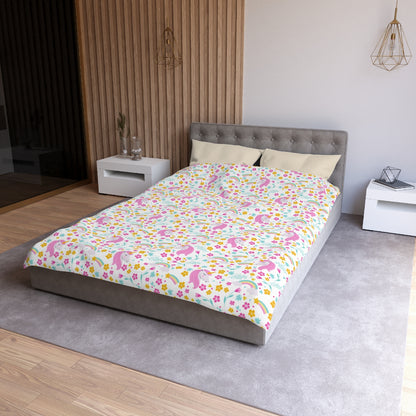 Unicorn Duvet Cover, Pink Rainbow White Bedding Queen King Full Twin XL Microfiber Unique Designer Bed Modern Bedroom Decor Starcove Fashion