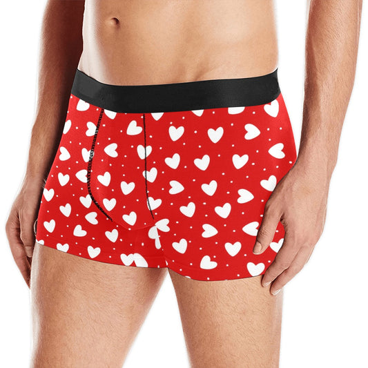 Red Hearts Men Boxer Briefs, Romantic Print Underwear Sexy Boyfriend Gift Idea Him Valentine's Day Male Honeymoon Birthday Starcove Fashion