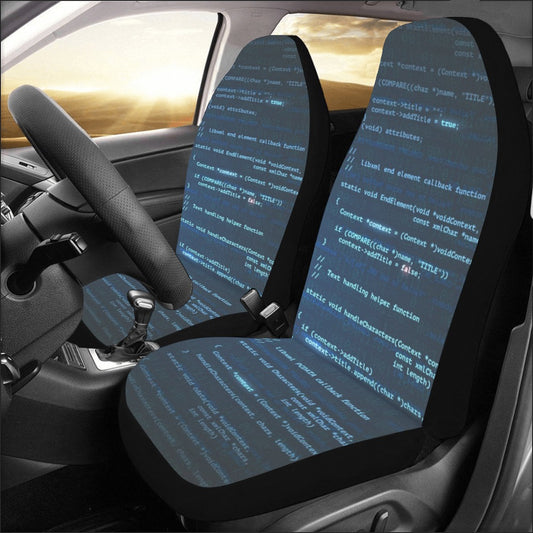 Computer Code Car Seat Covers 2 pc, Geek Engineer Science Pattern Front Seat Covers SUV Seat Protector Accessory Decoration